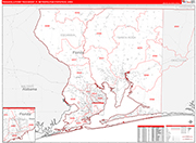 Pensacola-Ferry Pass-Brent Metro Area Wall Map Red Line Style